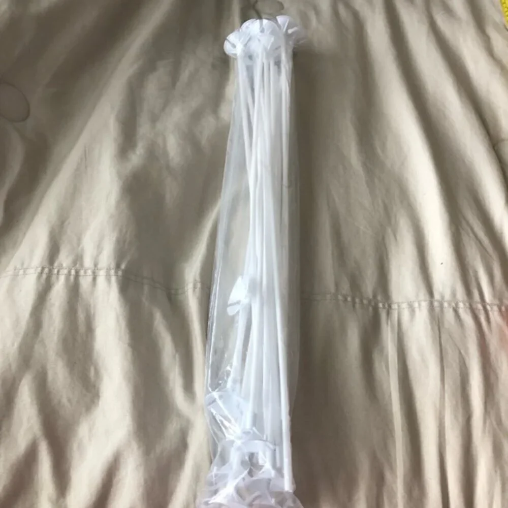 17 White Balloon Sticks for Parties